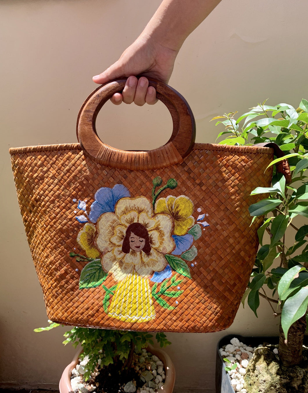 Hand-painted pandan bag - Claire's Handicrafts