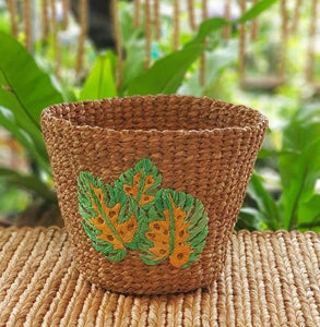 Monstera-embroidered bancuan planters